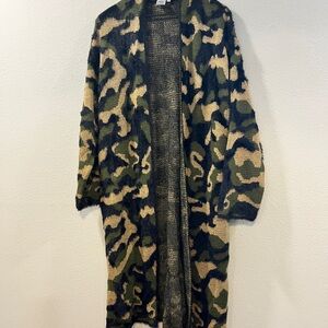 Camouflage Open Front Cardigan